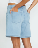 Volcom Womens Strait Up Long Shorts - Blue Drift