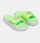 Under Armour Boys' UA Ignite Pro 8 Slides - Mod Gray / Hyper Green / Reflective - 011