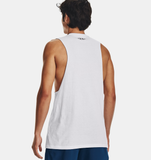 Under Armour Men's UA Left Chest Cut-Off Tank - White / Black - 100