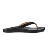 OluKai Womens Honu Leather Beach Sandals - Black