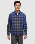Tentree Mens Forest Flannel Shirt Button Up Shirt - Midnight Blue Dusk Plaid