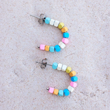 Pura Vida Bahama Bead Hoop Earrings ~ Silver