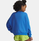 Under Armour Girls' UA Rival Fleece Oversized Crew - Blue Atlantis / White - 402
