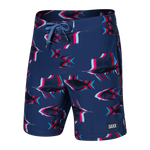 Saxx Mens Betawave 7" Swim Shorts - Scaled Up- Deep Cobalt