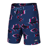 Saxx Mens Betawave 7" Swim Shorts - Scaled Up- Deep Cobalt