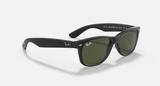 Ray-Ban New Wayfarer Sunglasses - Rubber Black W/ G-15 Green