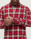 Tentree Mens Forest Flannel Shirt - Crimson / Arbutus Plaid