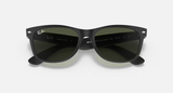 Ray-Ban New Wayfarer Sunglasses - Rubber Black W/ G-15 Green