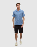 Tentree Mens Copeland Slub Cotton Shortsleeve Button Shirt - Lakeside / Timber Flash Stripe