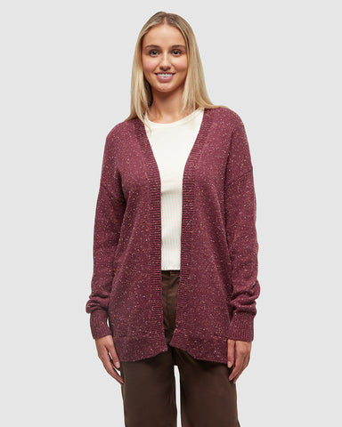 Tentree Women's Prairies Nep Cardigan - Deep Burgundy Nep