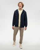 Tentree Mens Woodblock Ten Zip Hoodie - Midnight Blue Canyon Blue