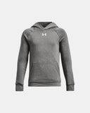 Under Armour Boys' Rival Fleece Hoodie - Castlerock Light Heather / White - 025