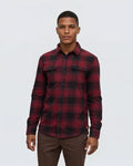 Tentree Mens Kapok Flannel Colville Button Up Shirt - Deep Burgundy Storm Plaid