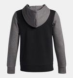 Under Armour Boys' Rival Fleece Colourblock Graphic Hoodie - Black / Castlerock Light Heather - 001