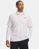 Under Armour Men's UA Matchplay Printed Polo - White / Vintage Maroon / Academy - 103