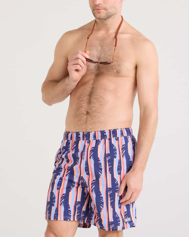 Saxx Mens Go Coastal Classic Volley 7" Swim Short - Tropic Stripe-Multi