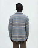 Tentree Mens Thompson Relaxed Brushed Cotton Overshirt Shacket - Graphite Multi Stripe