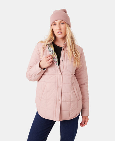Roxy Alpine Quilted Shacket - Adobe Rose
