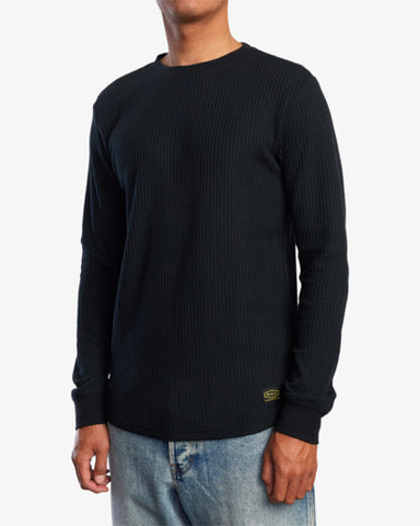 RVCA Mens Dayshift Long Sleeve Thermal Shirt - Black