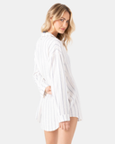 Roxy Women's After Surf Stripe Cover Up Shirt Dress - Egret