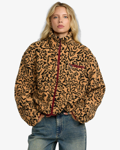 RVCA Womens Oh Hush Sherpa jacket - Ochre