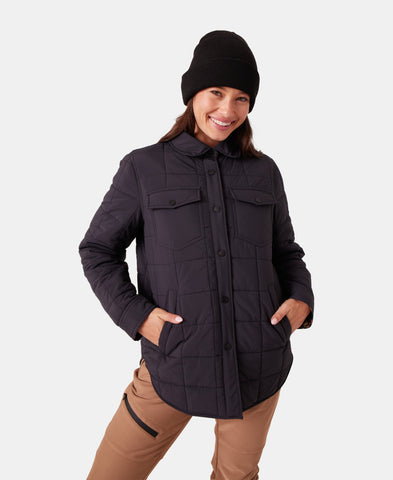 Roxy Alpine Quilted Shacket - Black