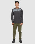 Tentree Mens Baker TreeBlend Classic Longsleeve - Meteorite Black Heather/White