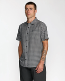 RVCA Mens Overspray Short Sleeve Shirt - Black/White