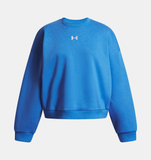 Under Armour Girls' UA Rival Fleece Oversized Crew - Blue Atlantis / White - 402