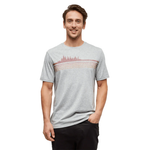 Tentree Mens Retro Treeline T-Shirt - Harbour Grey Heather/Crimson