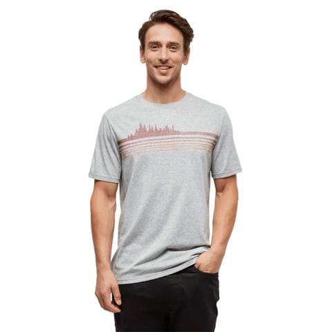 Tentree Mens Retro Treeline T-Shirt - Harbour Grey Heather/Crimson