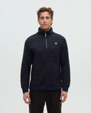 Tentree Mens Powell Slub Cotton Quart Zip Sweater - Midnight Blue Flash Stripe