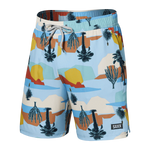 Saxx Mens Oh Buoy Stretch Volley 7" Swim Short - Baja Bound - Chambray Multi