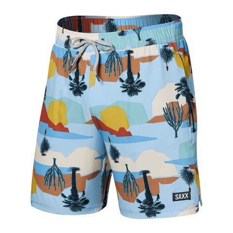 Saxx Mens Oh Buoy Stretch Volley 7" Swim Short - Baja Bound - Chambray Multi