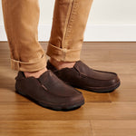 OluKai Mens Moloā Leather Shoes - Dark Wood / Dark Java
