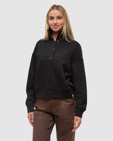 Tentree Women's Milner Mock Neck - Meteorite Black