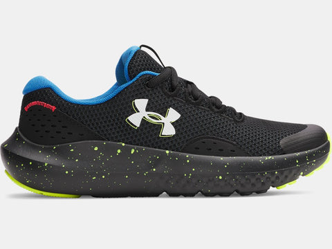 Under Armour Boys' GS UA Surge 4 Running Shoes - Black/High Vis Yellow - 006