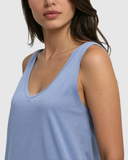 Tentree Womens Kinney TreeBlend Double V-Neck Tank - Lakeside Blue Heather