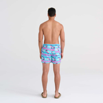 Saxx Mens Oh Buoy Stretch Volley 5" Swim Short - Jets Stripe - Pool