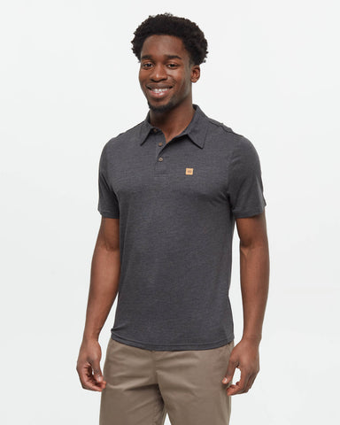 Tentree Mens Astir TreeBlend Regular Fit Polo - Meteorite Black Heather