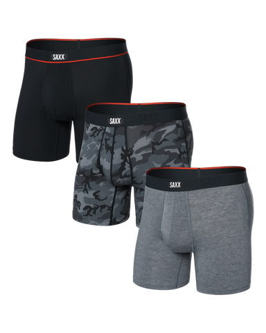 Saxx Vibe Xtra (3 Pack) Underwear - Wood Camo/Grey Heather/Black