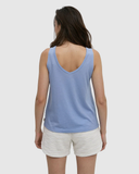 Tentree Womens Kinney TreeBlend Double V-Neck Tank - Lakeside Blue Heather