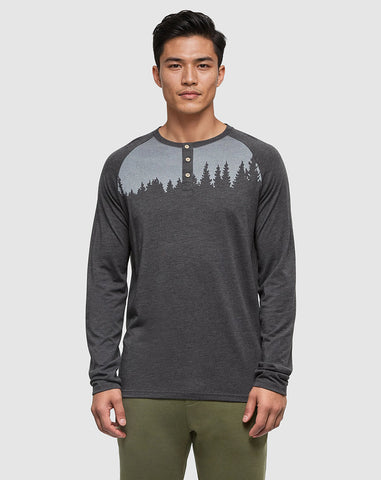 Tentree Mens Baker TreeBlend Classic Longsleeve - Meteorite Black Heather/White