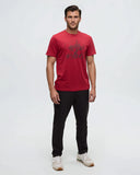 Tentree Mens Sasquatch Sends It T-Shirt - Crimson/ Meteorite Black