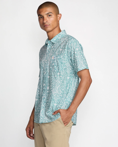 RVCA Mens Jacobs Archive Print SS Shirt - Blue Haze
