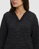 Tentree Womens Shore Hoodie - Meteorite Black Flash Stripe