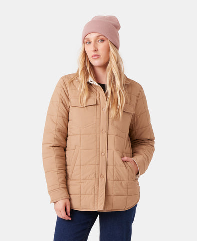 Roxy Alpine Quilted Shacket - Taupe