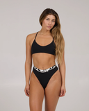 Salty Crew Womens Optical Reversible Bralette Bikini Top - Black