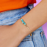 Pura Vida Turquoise Bead Gold Charm Dainty Bracelet ~ Natural