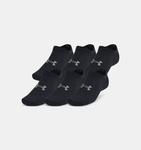 Under Armour Unisex UA Essential 6-Pack No-Show Socks - Black / Castlerock